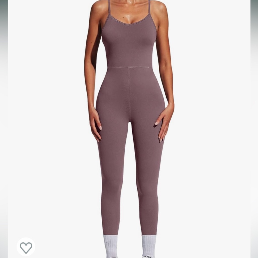 Amazon full length jumper/ bodysuit
Color: nutmeg
Crossed back 
Workout gear
